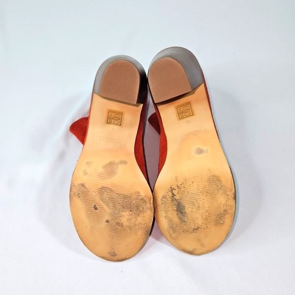 Rowen Peep Toe Stack Block Heel Booties Red/Orange Sz 6 - Picture 3 of 9